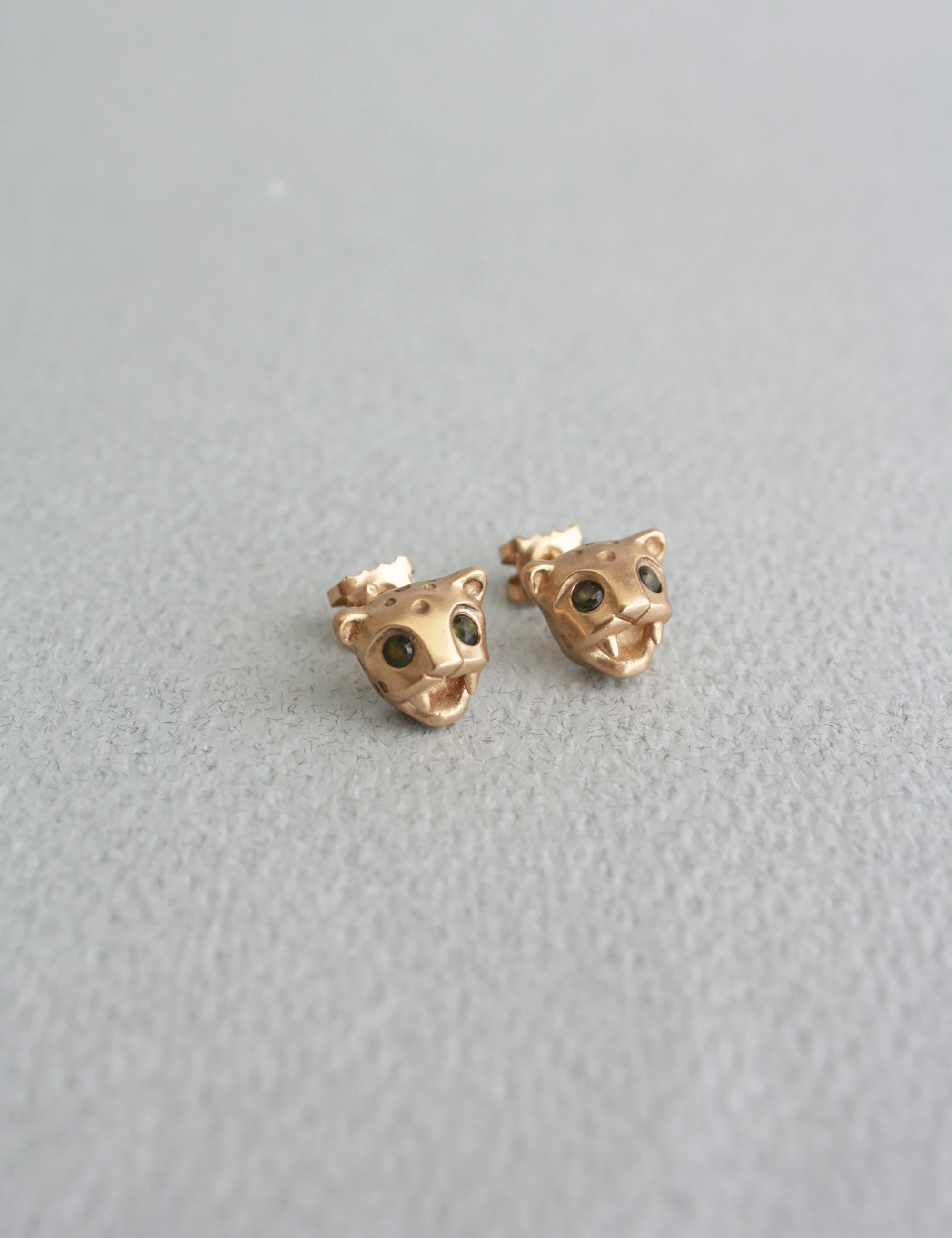 Jaguar Studs, Green Tourmaline