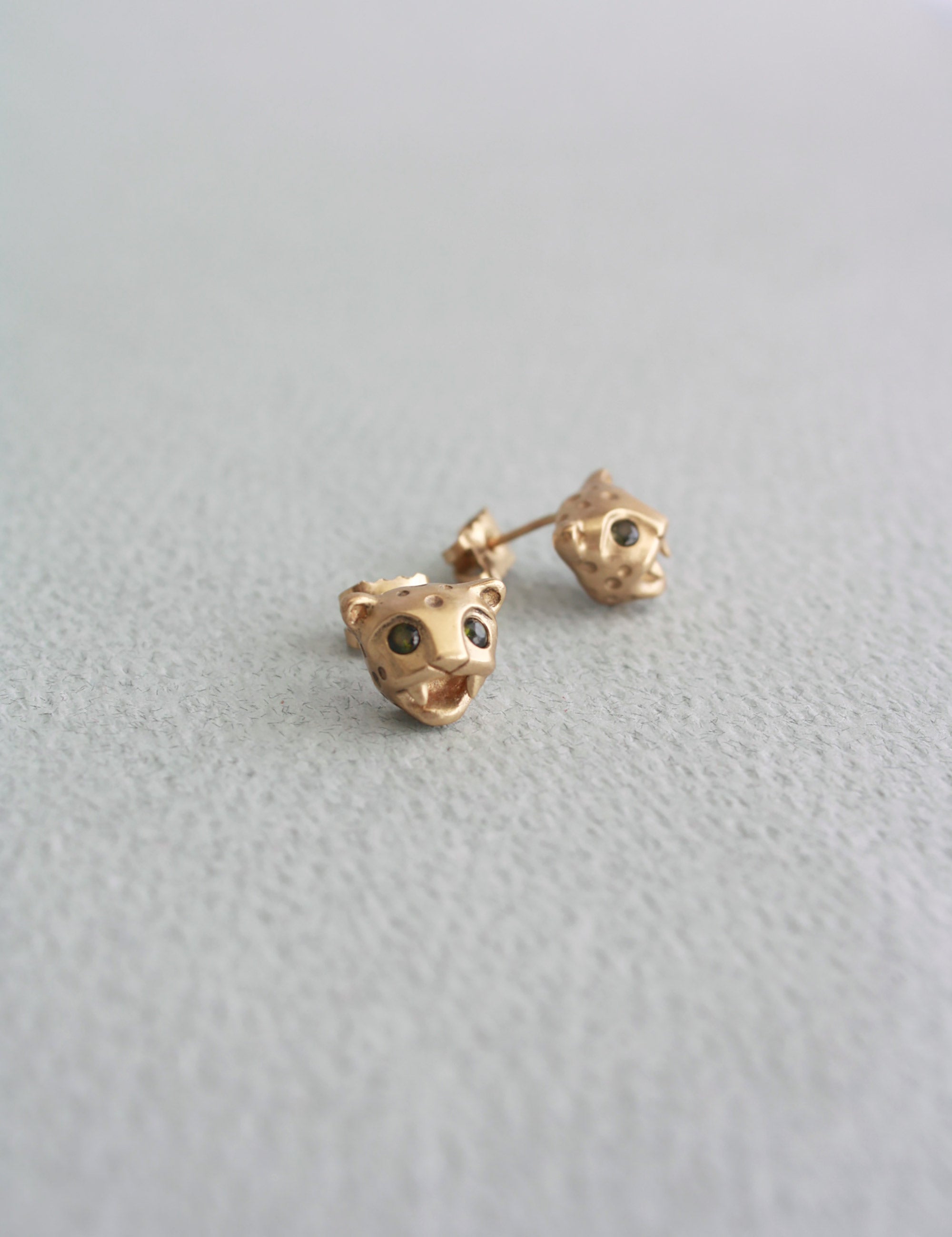 Jaguar Studs, Green Tourmaline