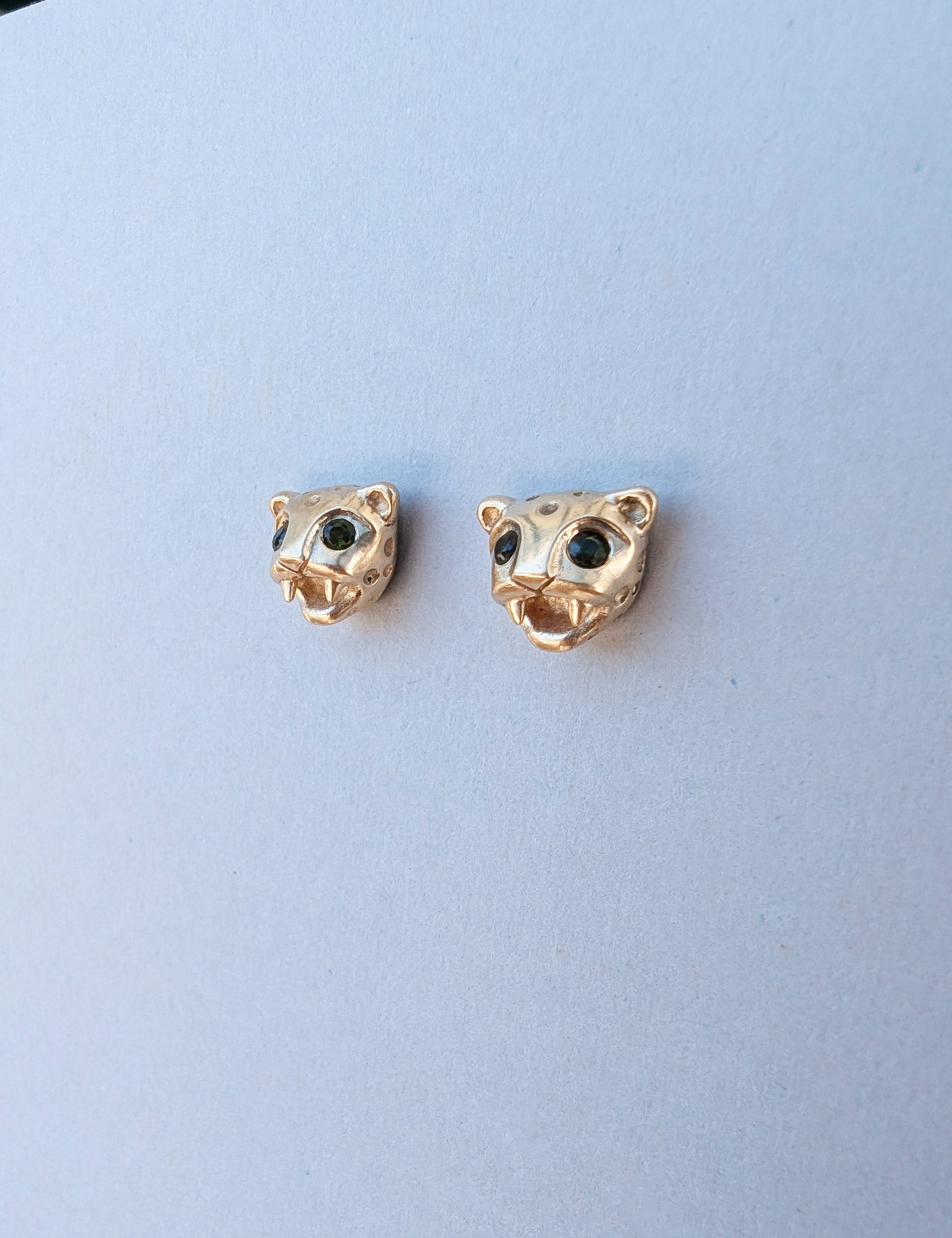 Jaguar Studs, Green Tourmaline