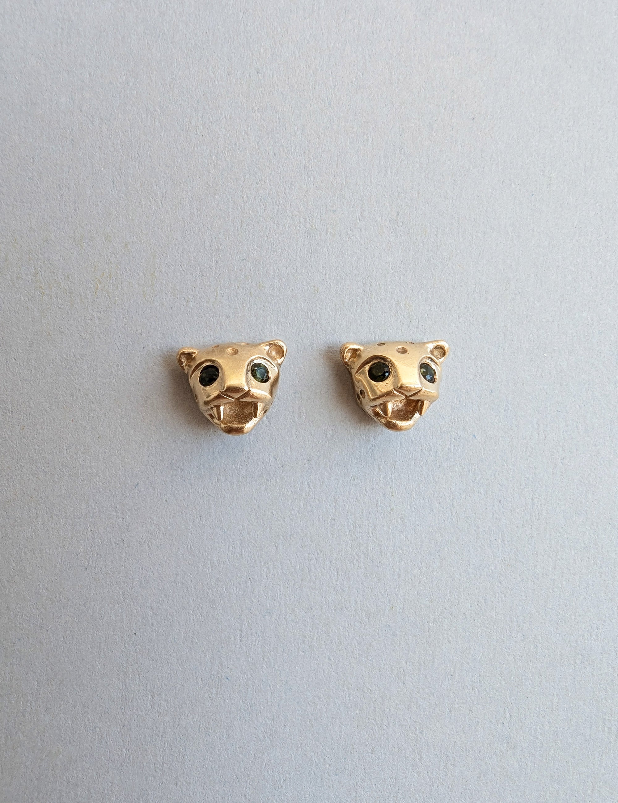 Jaguar Studs, Green Tourmaline