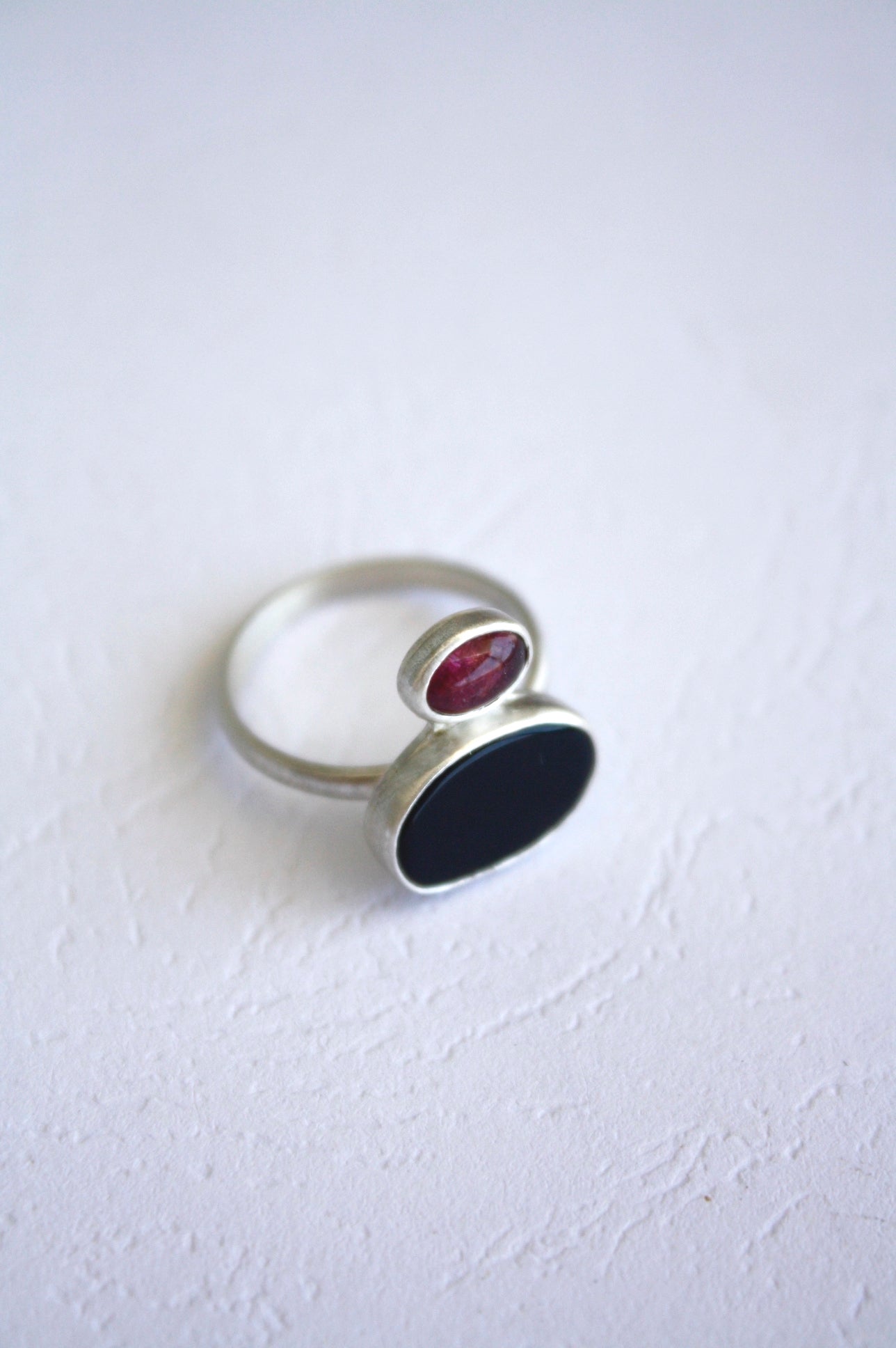 Onyx & Pink Tourmaline Ring