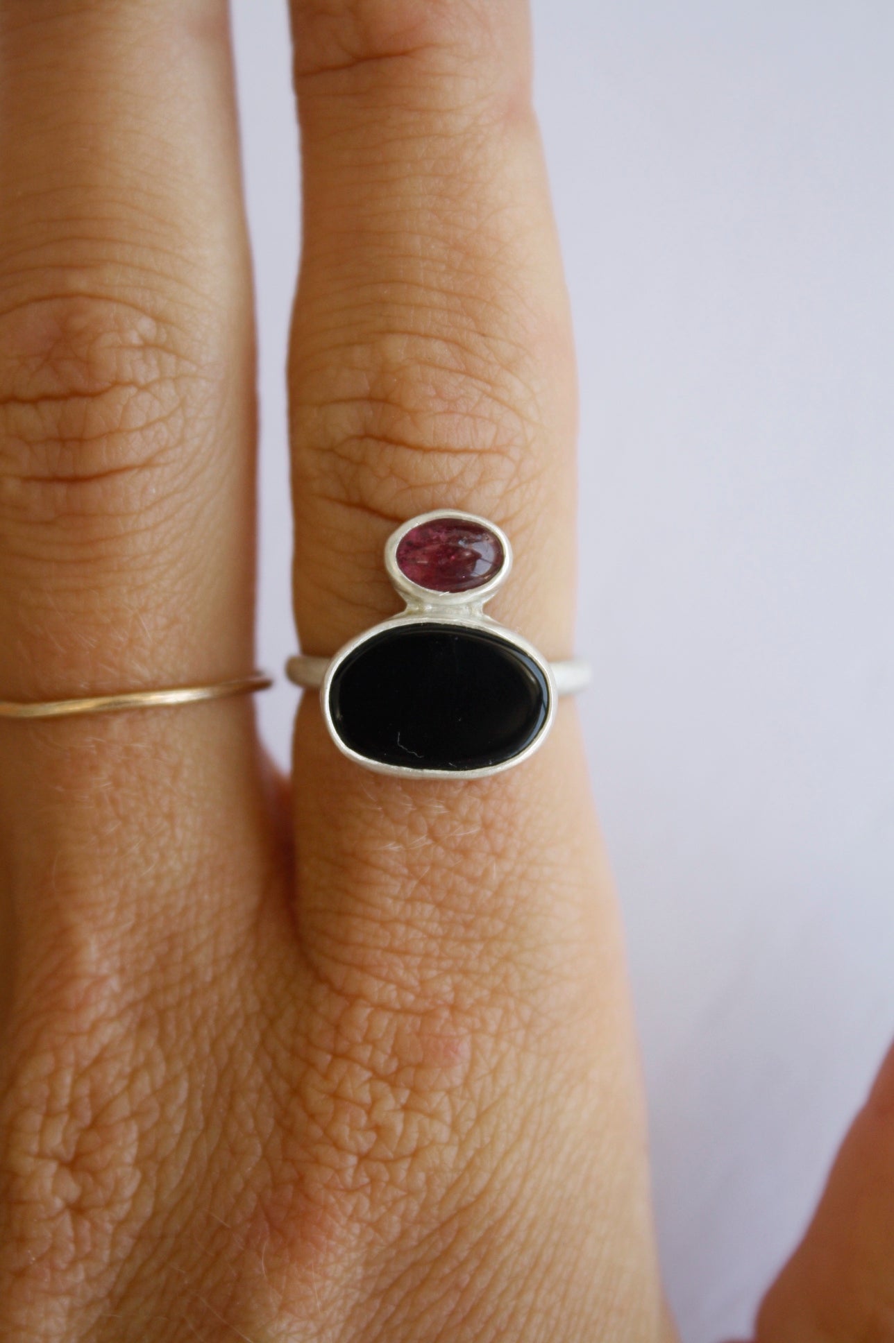 Onyx & Pink Tourmaline Ring