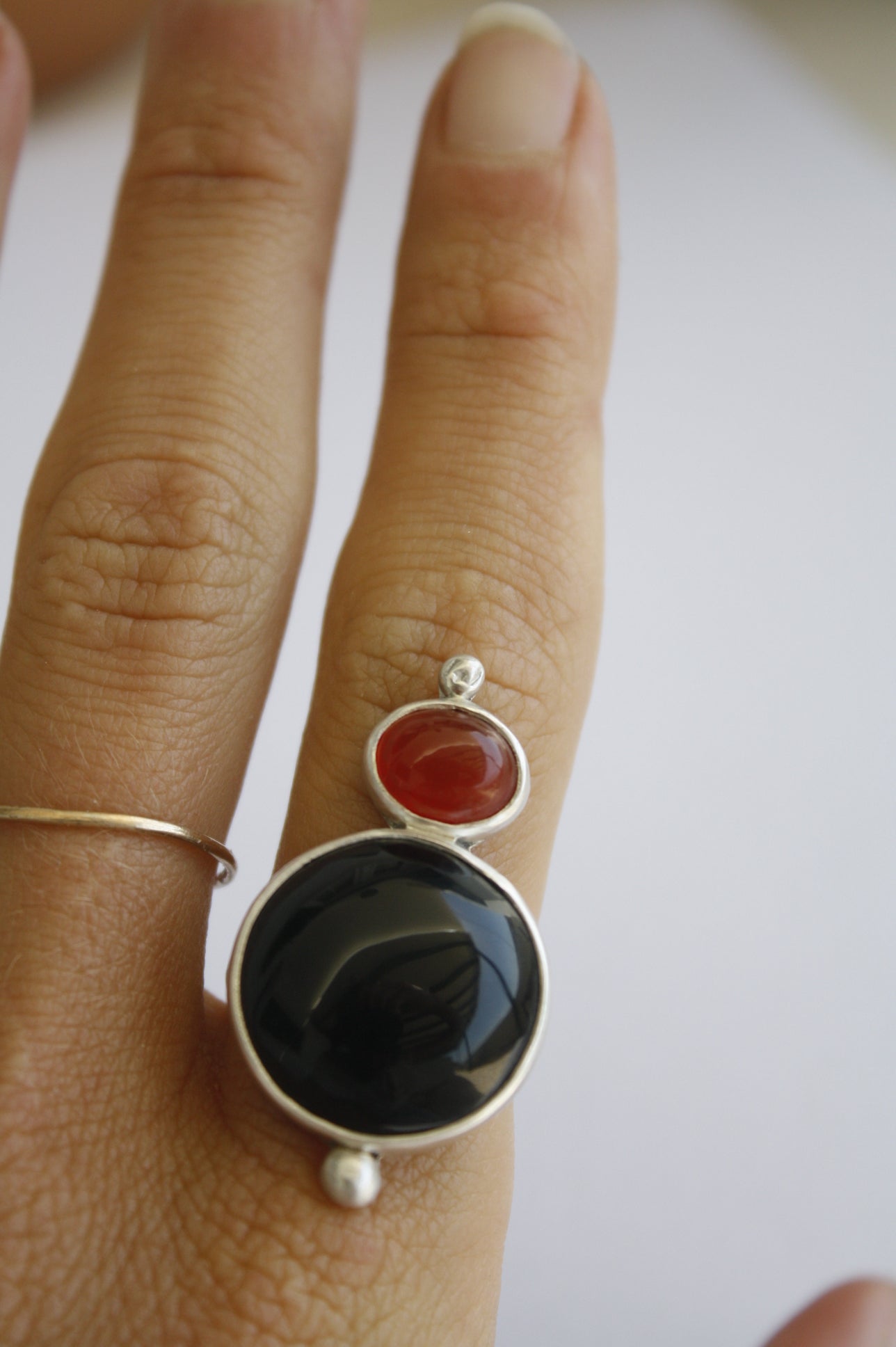 Obsidian & Carnelian Ring