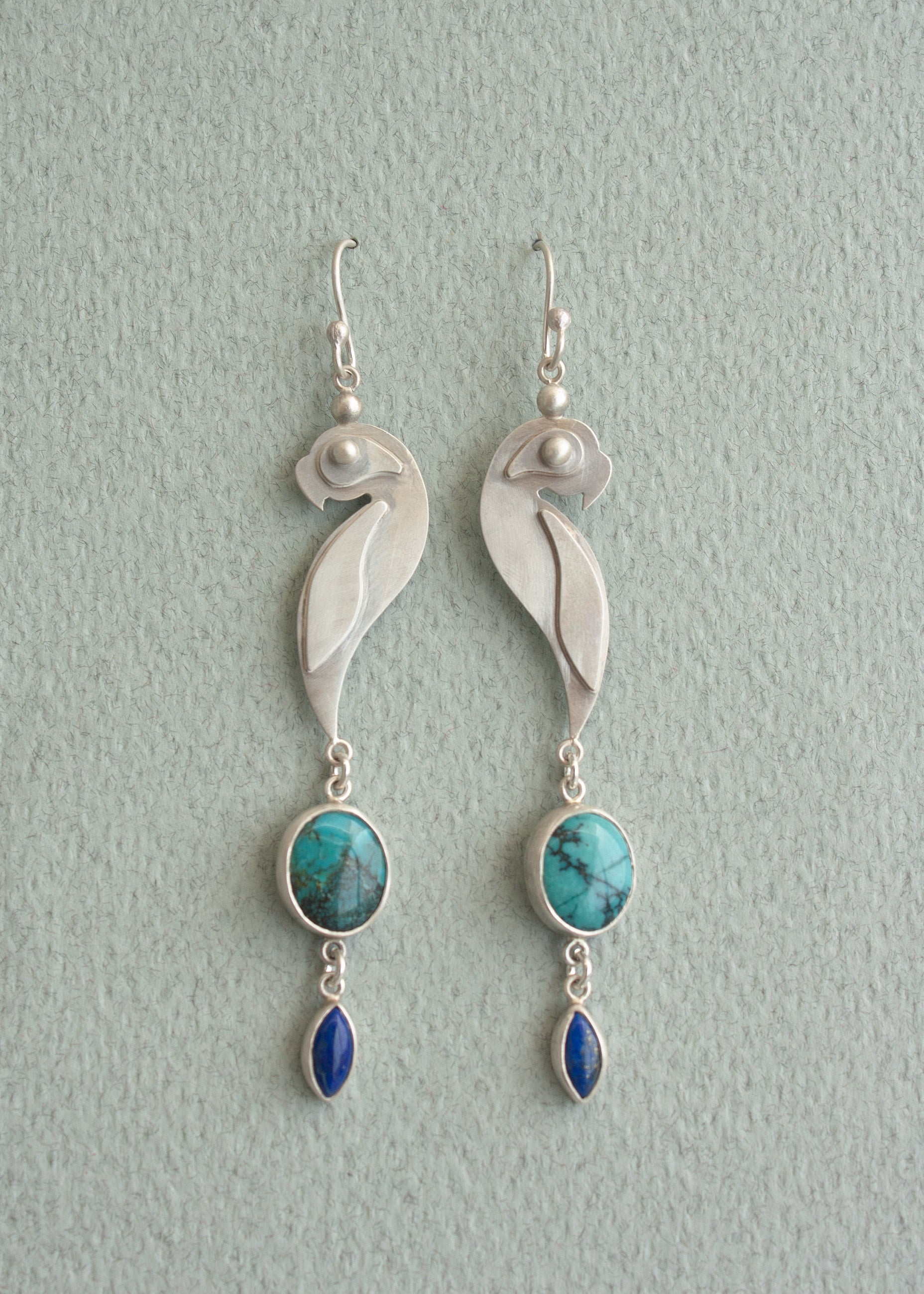 Papagayos Earrings with Natural Turquoise & Lapis Lazuli